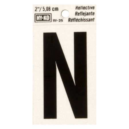 Hy-Ko 2In Reflective Letter N, 10PK B00426